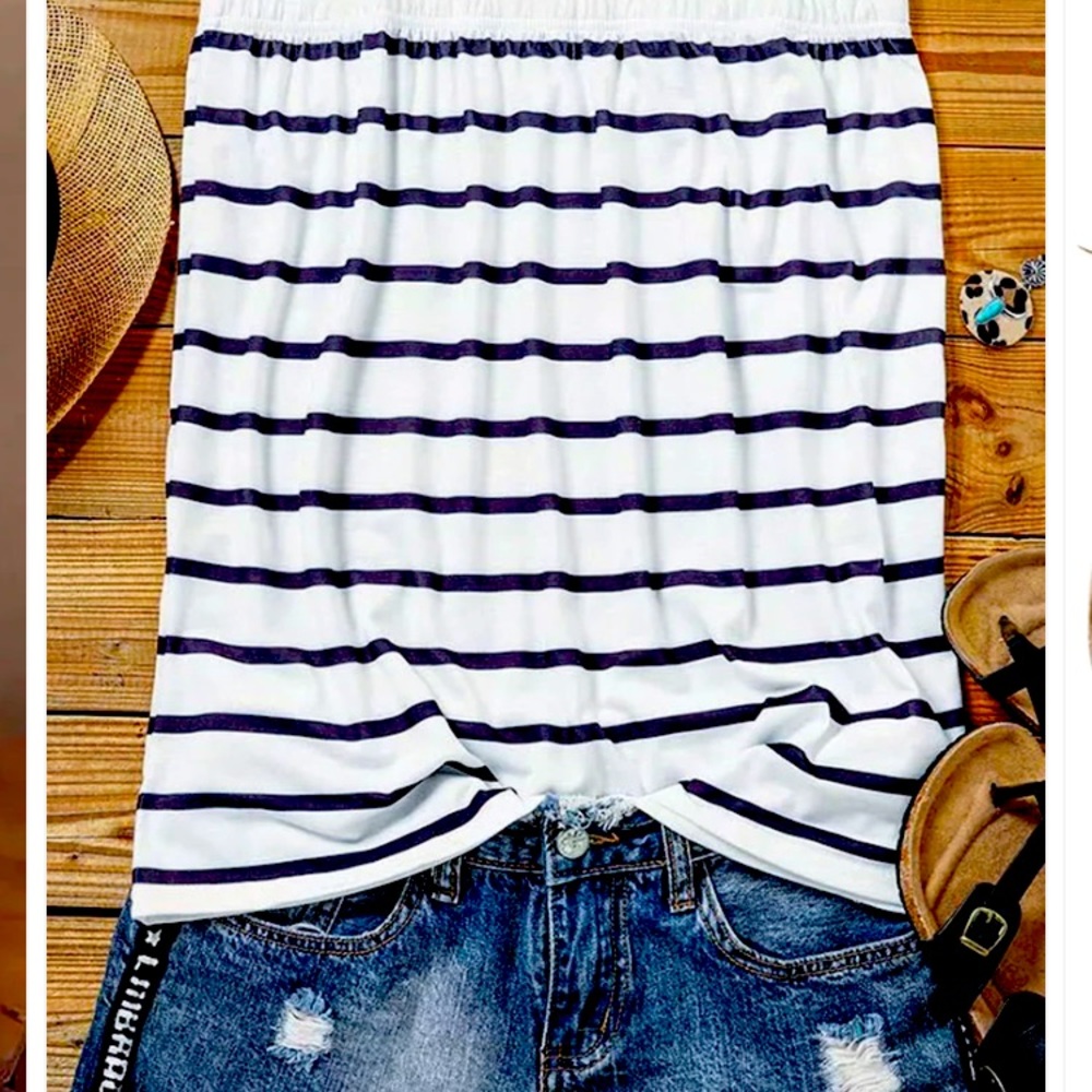 White Striped Bandeau Top NWT
